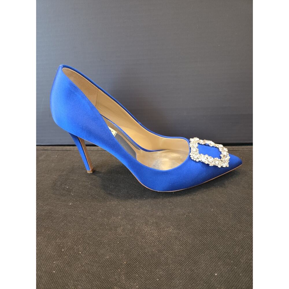 Badgley Mischka Women’s Blue Pointed Toe Pump Heels w/ Rhinestone Buckle US8 - Picture 3 of 7